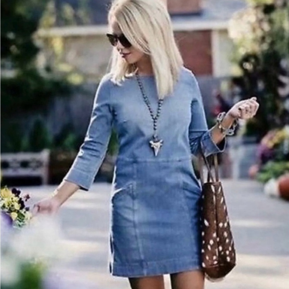 Adriano Goldschmied Cocoon Dress AG-28210 in Artfully Faded Denim Blue size L